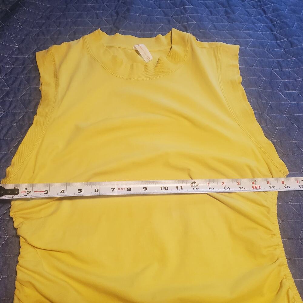 Daily Practice by Anthropologie Size L Ruched Mock-Neck Chartreuse Tank Stretch - Picture 8 of 9